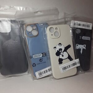 Set of 4 iPhone 14 Phone cases Animals Turtle Rabbit Panda‎ Cats NEW